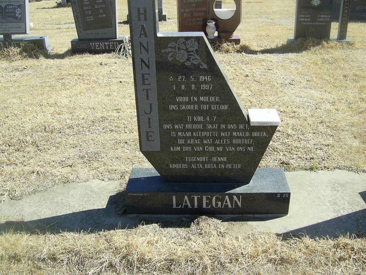 LATEGAN Hannetjie 1946-1996