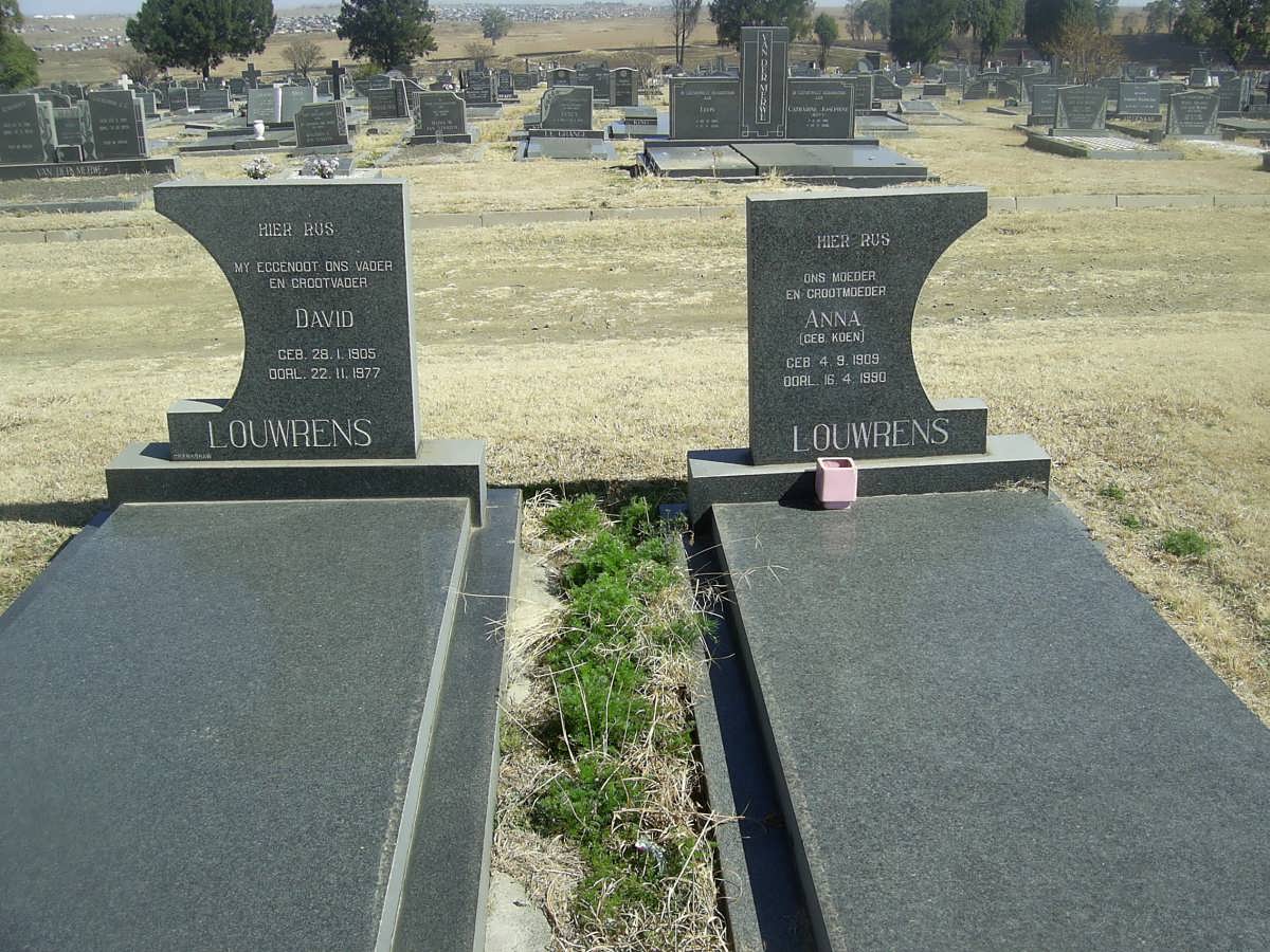 LOURENS David 1905-1977 &amp; Anna KOEN 1909-1990