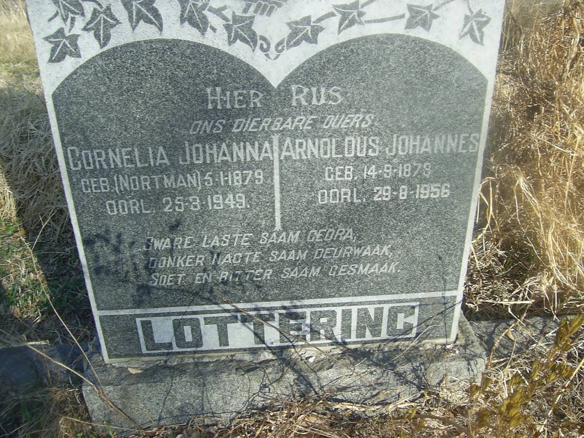 LOTTERING Arnoldus Johannes 1878-1956 &amp; Cornelia Johanna NORTMAN 1879-1949