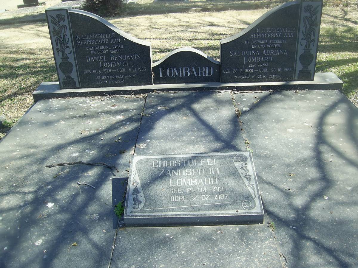 LOMBARD Daniel Benjamin 1879-1966 &amp; Salomina Adriana BOTHA 1886-196? :: LOMBARD Christoffel Zandspruit 1913-1987