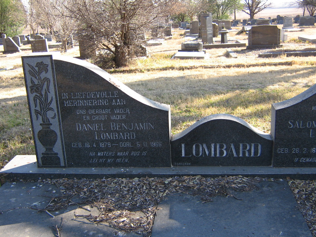 LOMBARD Daniel Benjamin 1879-1966 &amp; Salomina Adriana BOTHA 1886-1965