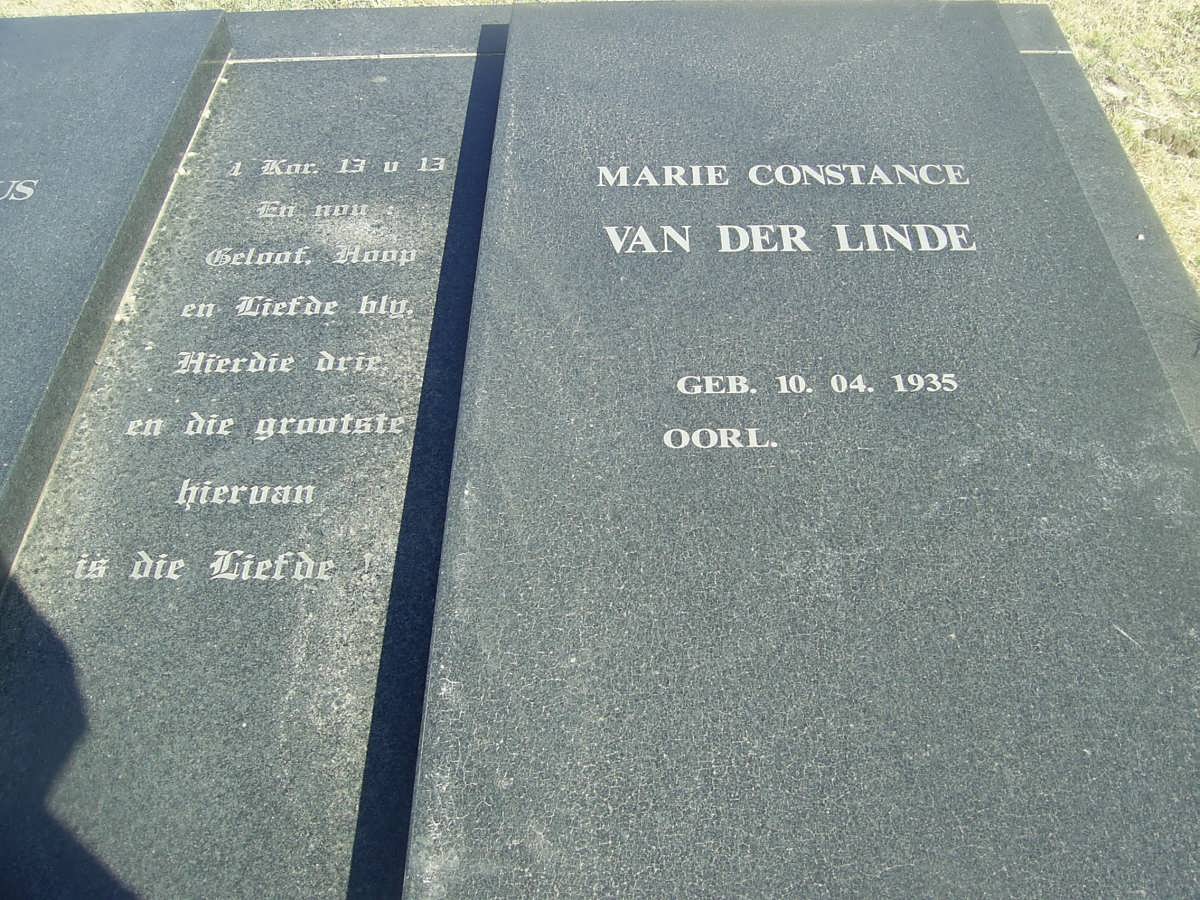 LINDE Marie Constance, van der 1935-
