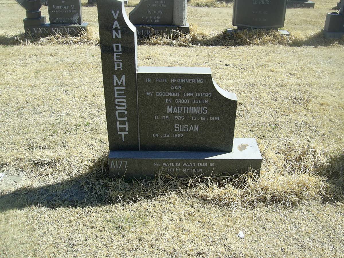 MESCHT Marthinus, van der 1925-1991 &amp; Susan 1927-
