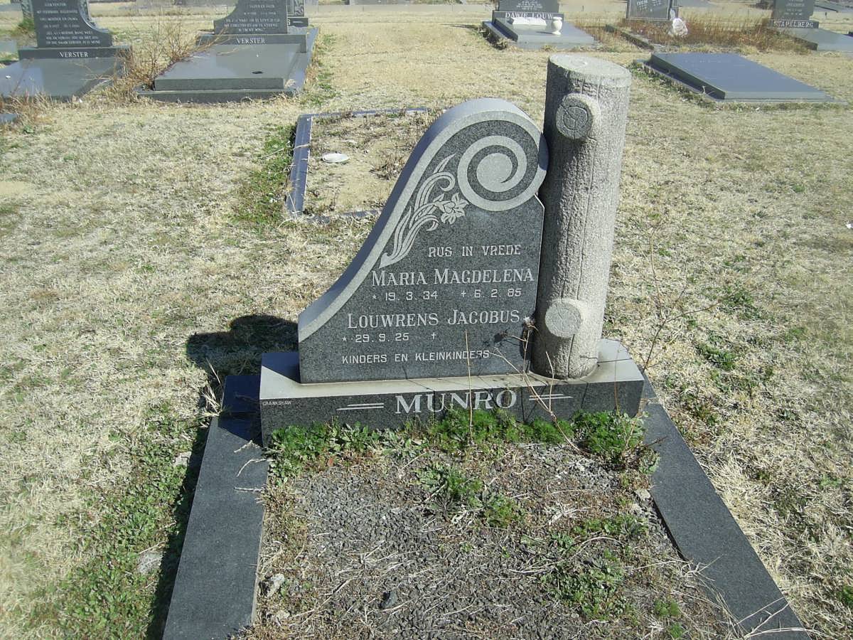 MUNRO Louwrens Jacobus 1925- &amp; Maria Magdalena 1934-1985