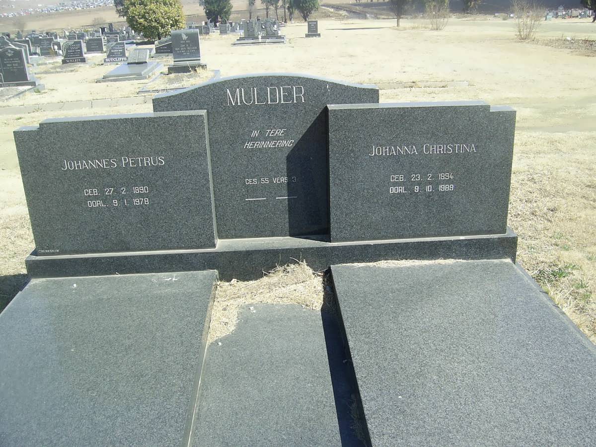 MULDER JOHANNES Petrus 1890-1978 &amp; Johanna Christina 1894-1989