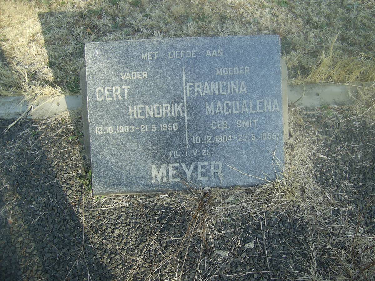 MEYER Gert Hendrik 1903-1950 &amp; Francina Magdalena SMIT 1904-1955