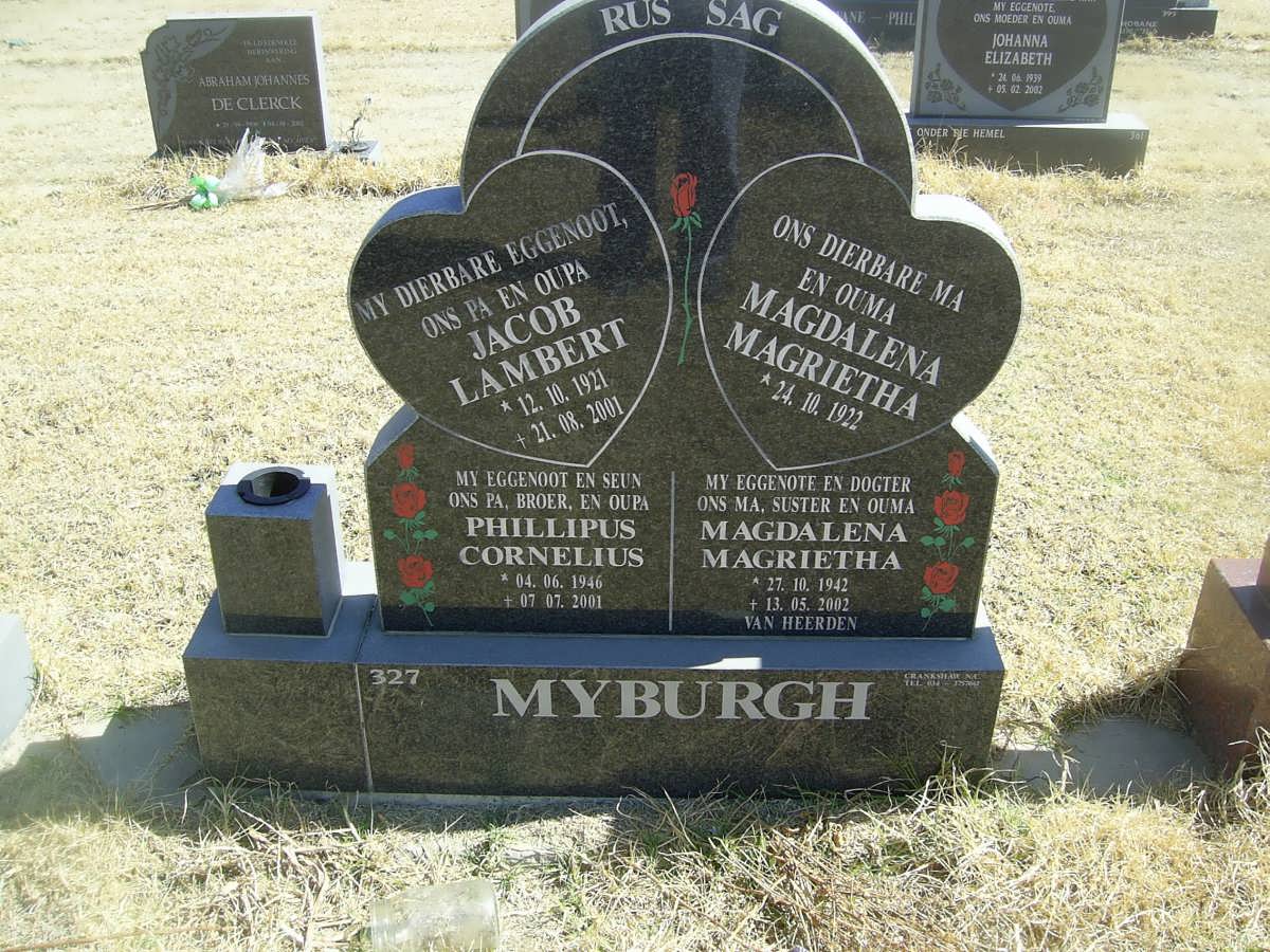 MYBURGH Jacob Lambert 1921-2001 &amp; Magdalena Magrietha 1922-