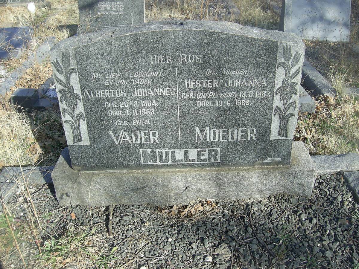 MULLER Albertus Johannes 1884-1953 &amp; Hester Johanna DU PLESSIS 1887-1968