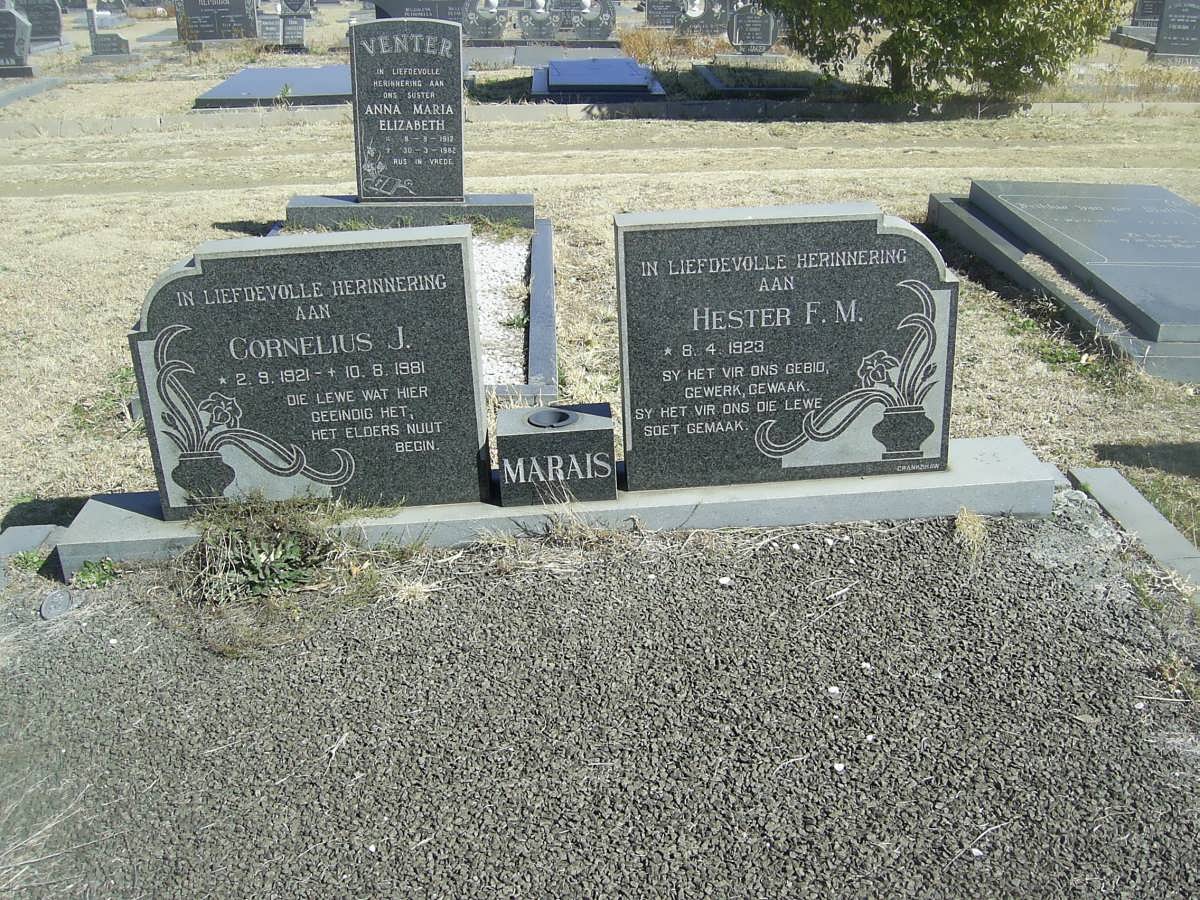 MARAIS Cornelius J. 1921-1981 &amp; Hester F.M. 1923-