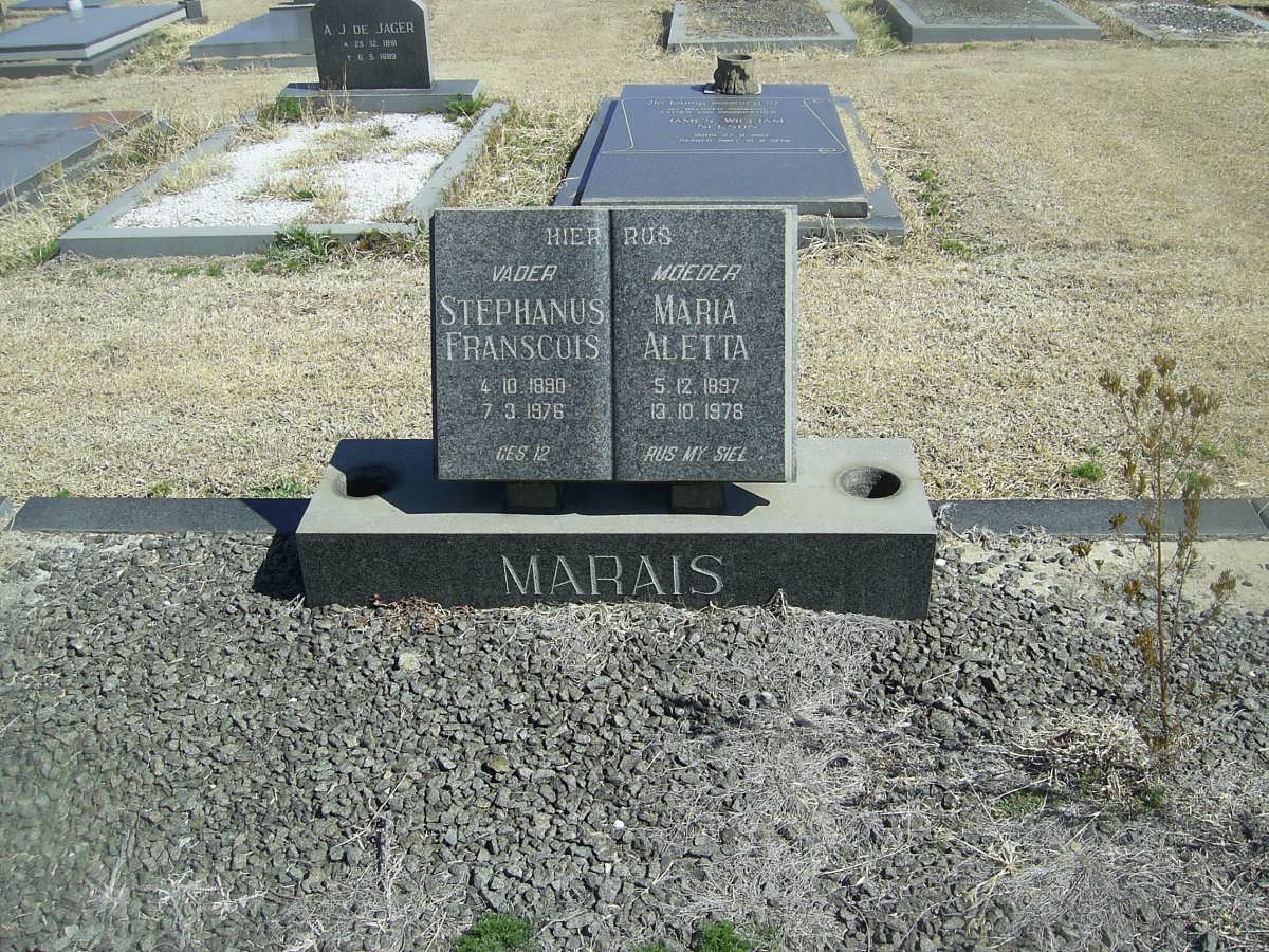 MARAIS Stephanus Francois 1890-1976 &amp; Maria Aletta 1897-1978