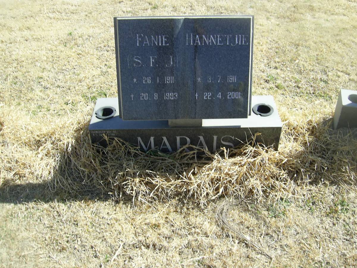 MARAIS S.F.J. 1911-1993 &amp; Hannetjie 1911-2001