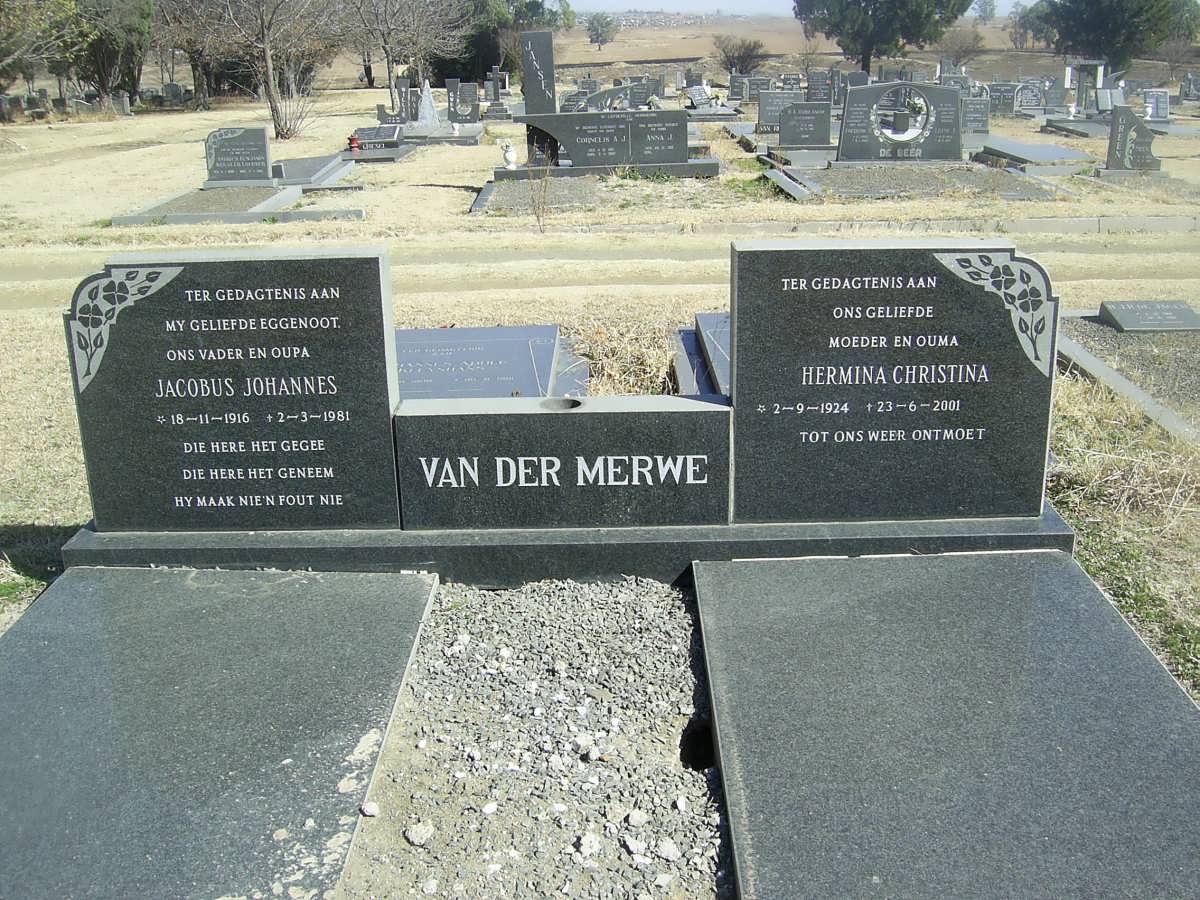 MERWE Jacobus Johannes, van der 1916-1981 &amp; Hermina Christina 1924-2001