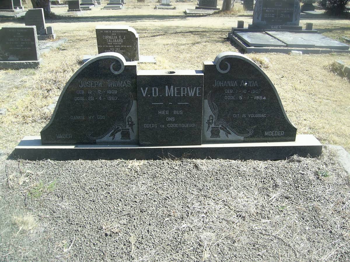 MERWE Joseph Thomas, van der 1909-1967 &amp; Johanna Alida 1907-1984
