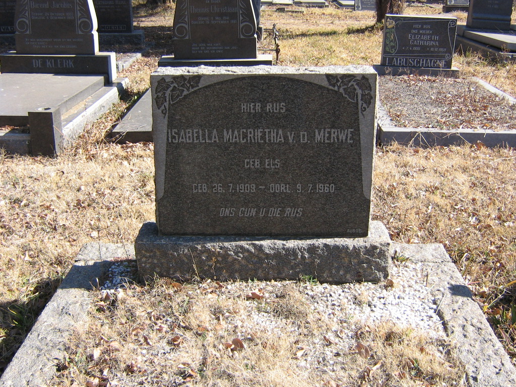MERWE Isabella Magrietha, v.d. nee ELS 1909-1960