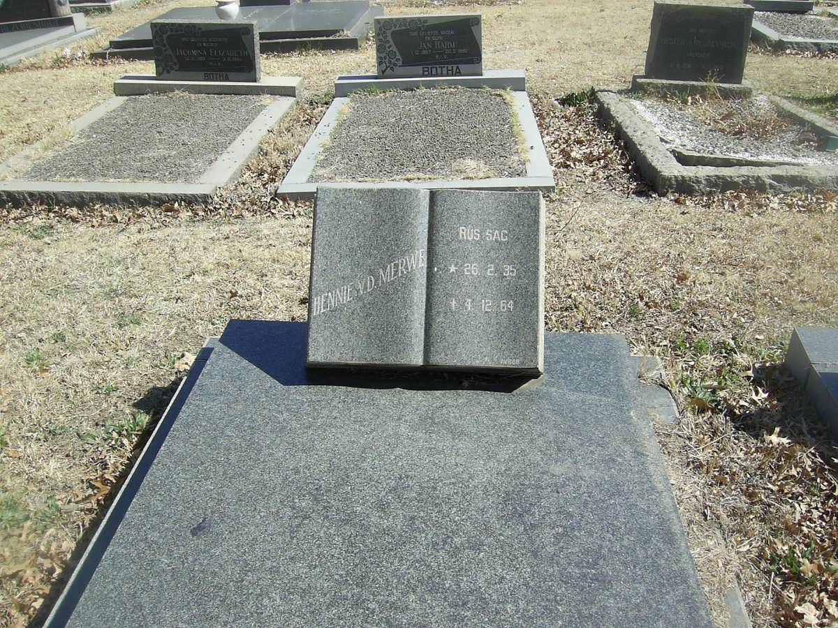 MERWE Hennie, v.d. 1935-1964