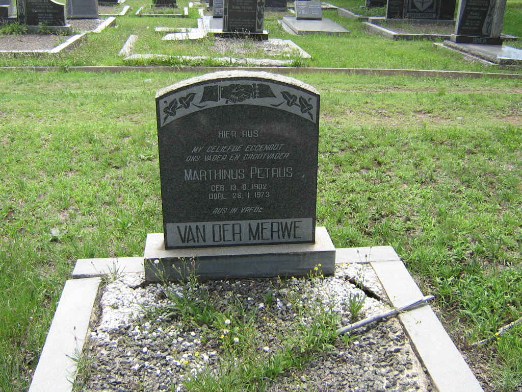 MERWE Marthinus Petrus, van der 1902-1973