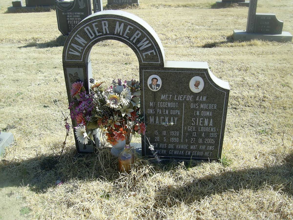 MERWE Mackay, van der 1920-1990 &amp; Siena LOURENS 1915-2005