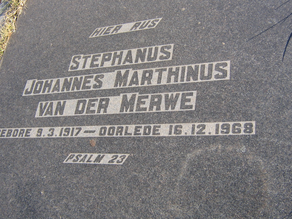 MERWE Stephanus Johannes Marthinus, van der 1917-1968