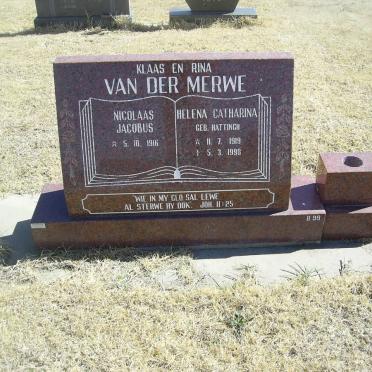 MERWE Nicolaas Jacobus, van der 1916- &amp; Helena Catharina HATTINGH 1919-1998