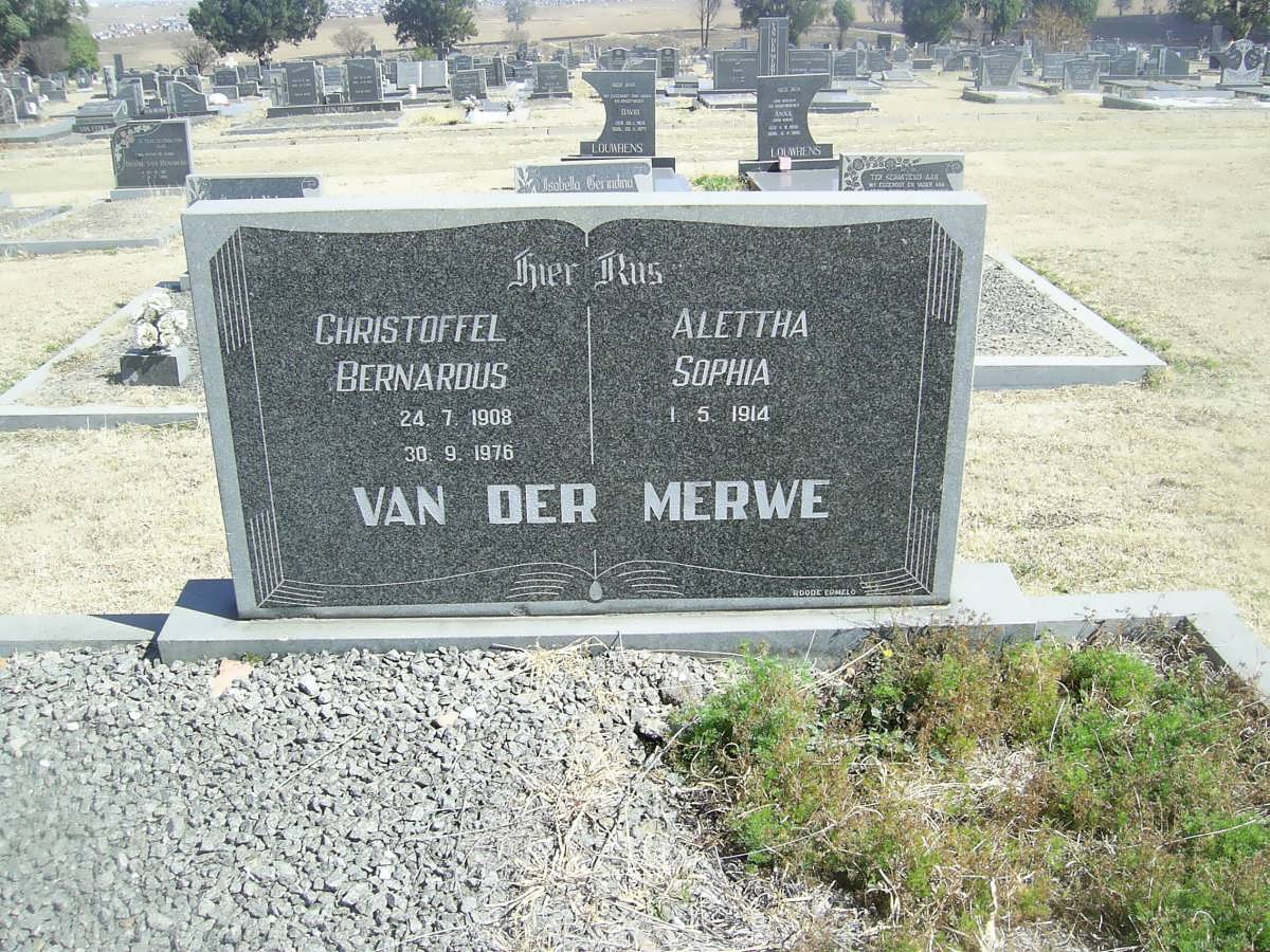 MERWE Christoffel Bernadus, van der 1908-1976 &amp; Alettha Sophia 1914-