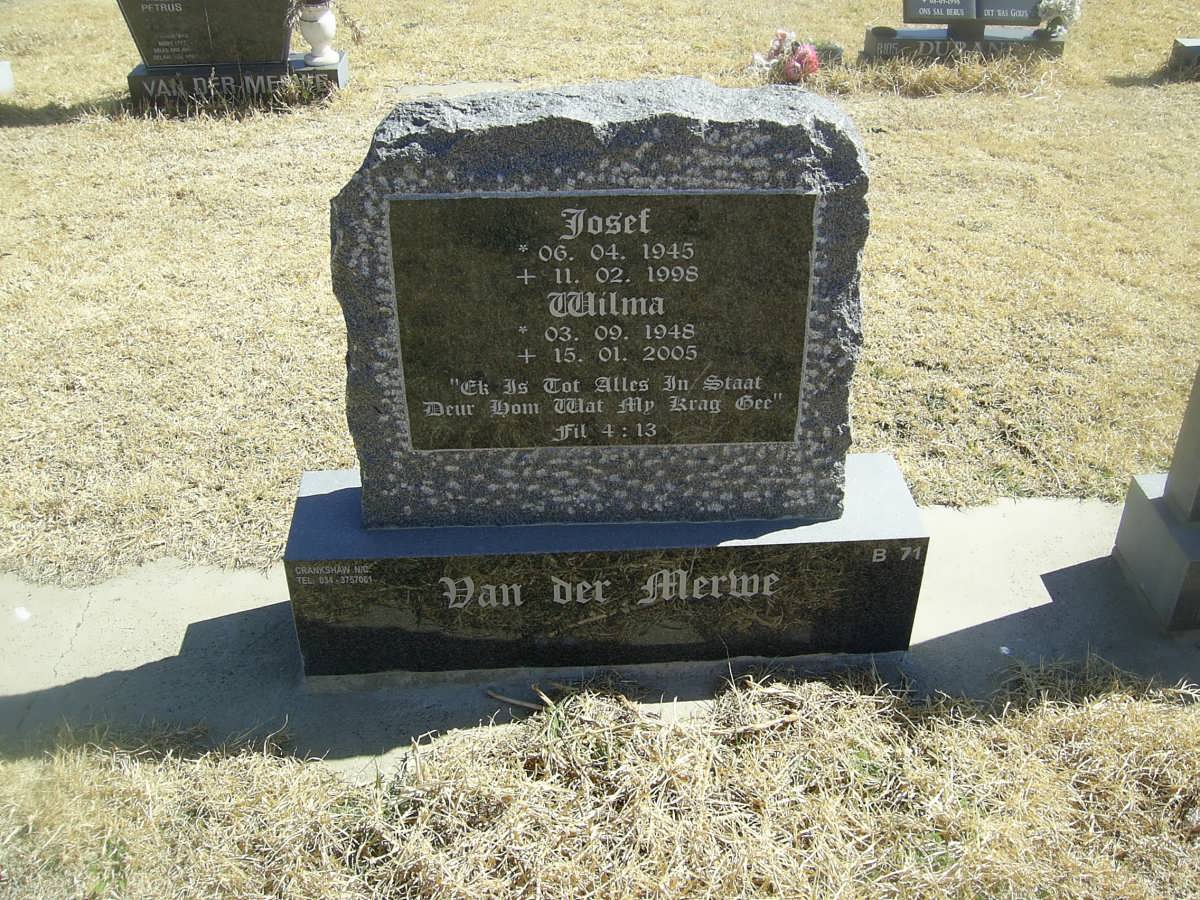 MERWE Josef, van der 1945-1998 &amp; Wilma 1948-2005