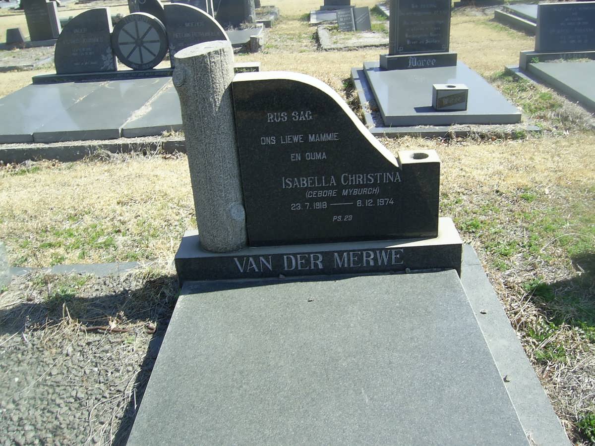 MERWE Isabella Christina, van der nee MYBURGH 1918-1974