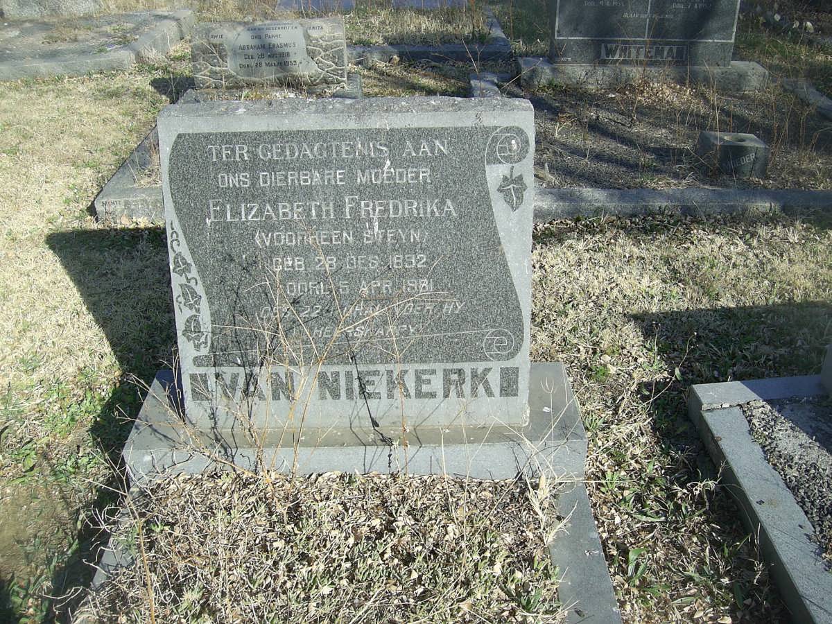 NIEKERK Elizabeth Fredrika, van nee STEYN 1892-1981