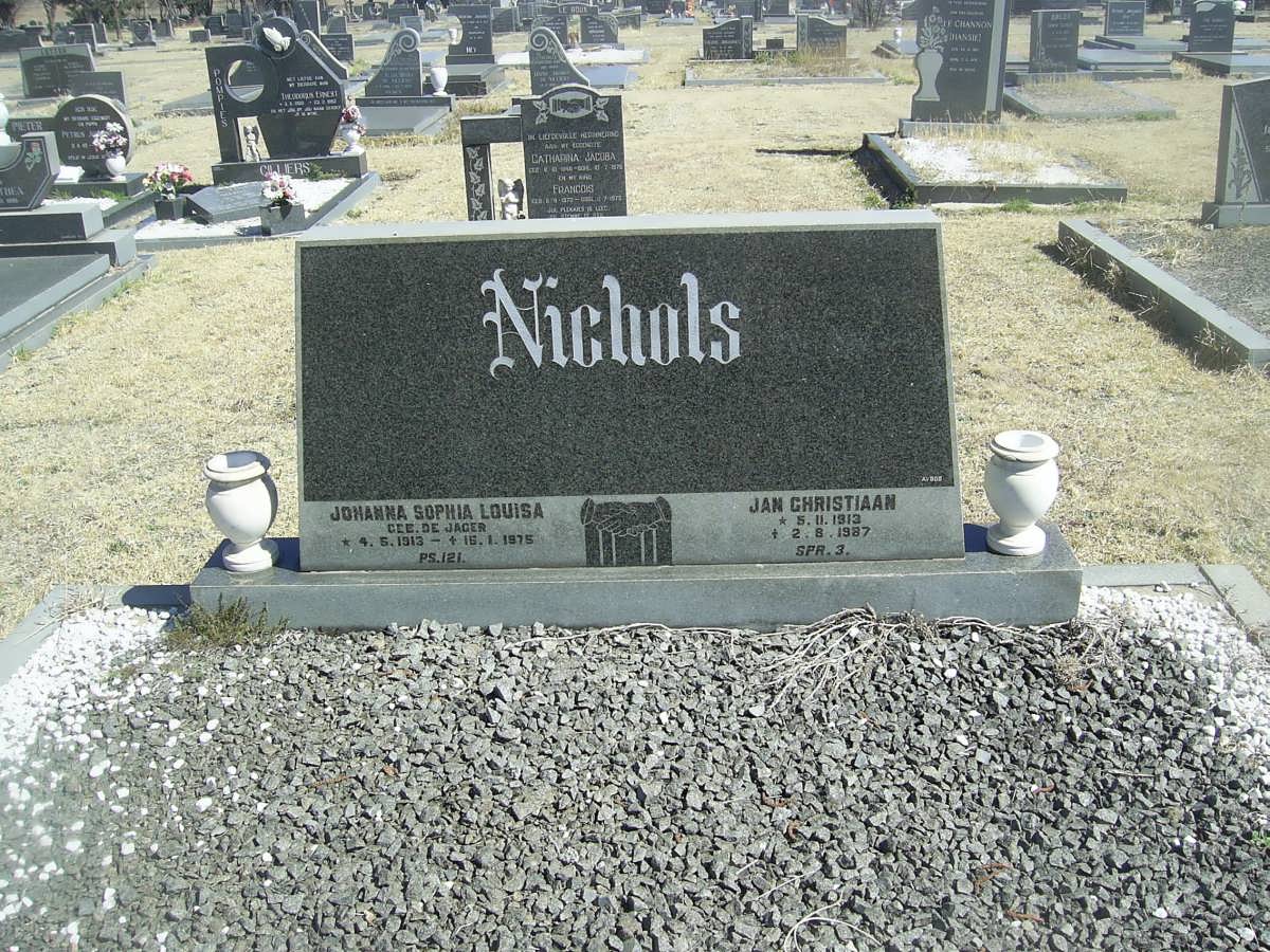 NICHOLS Jan Christiaan 1912-1987 &amp; Johanna Sophia Louisa DE JAGER 1913-1975