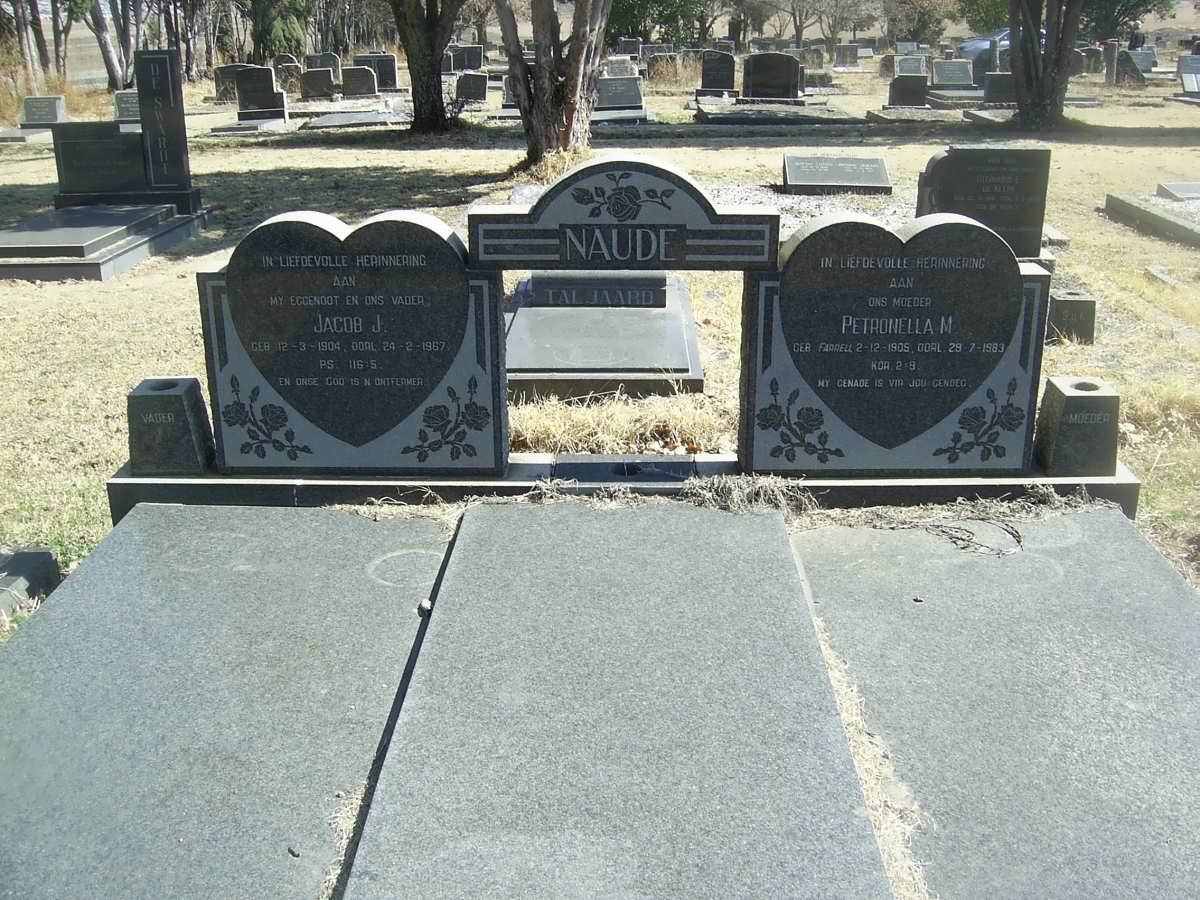 NAUDE Jacob J. 1904-1967 &amp; Petronella M. 1905-1983