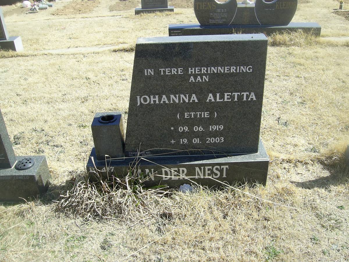 NEST Johanna Aletta, van der 1919-2003