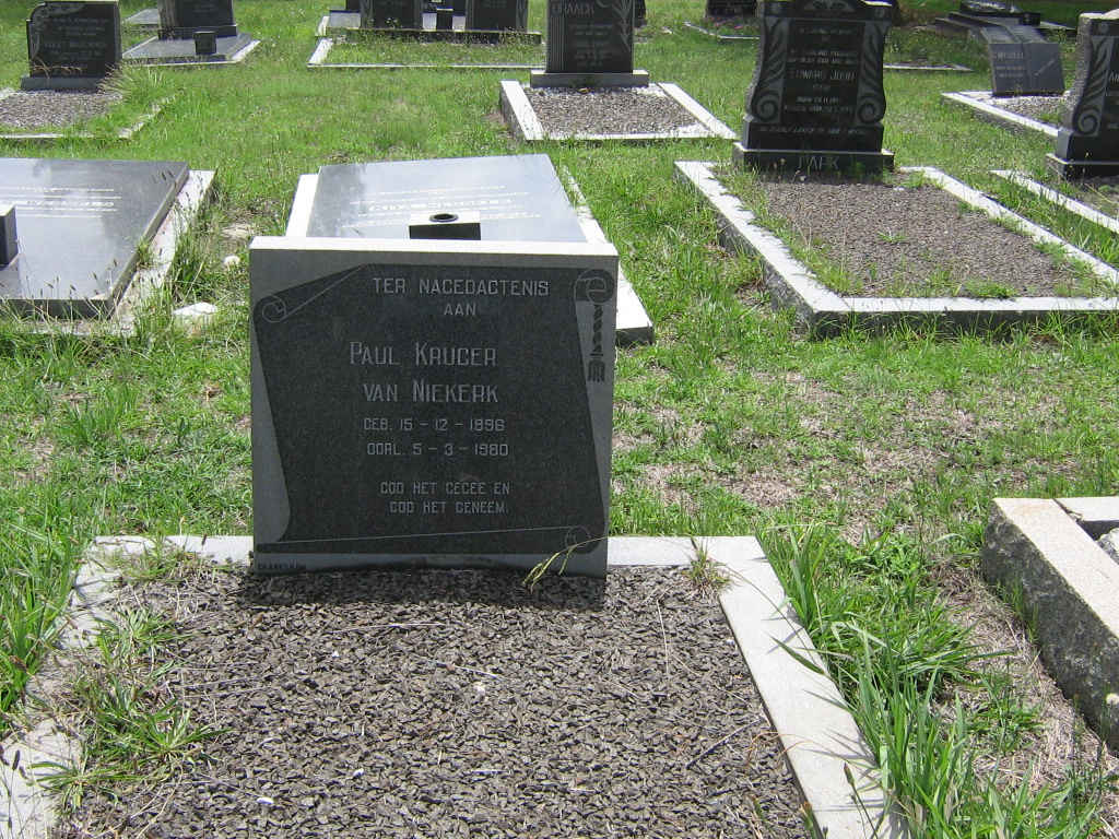 NIEKERK Paul Kruger, van 1890-1980