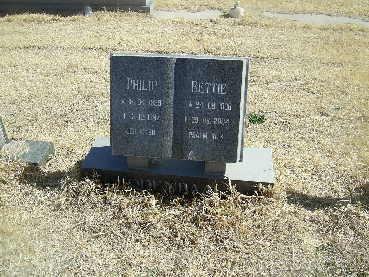 ODENDAAL Philip 1929-1997 &amp; Bettie 1936-2004