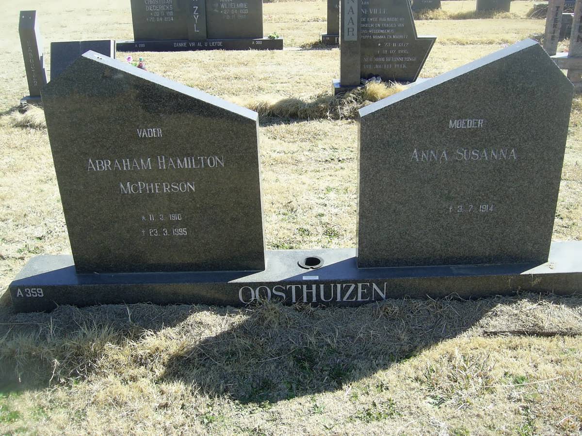 OOSTHUIZEN Abraham Hamilton McPherson 1910-1995 &amp; Anna Susanna 1914-
