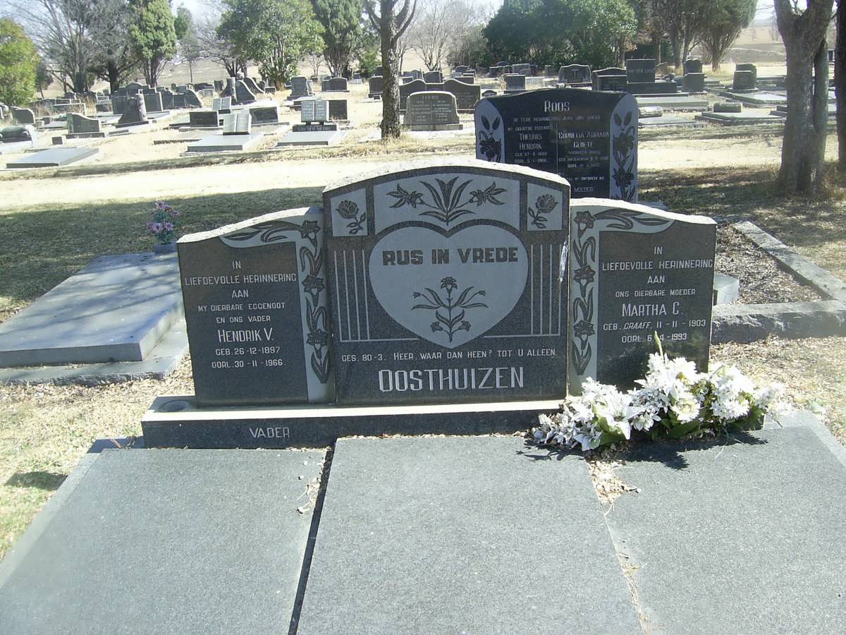 OOSTHUZEN Hendrik V. 1897-1966 &amp; Martha C. GRAAFF 1903-1993