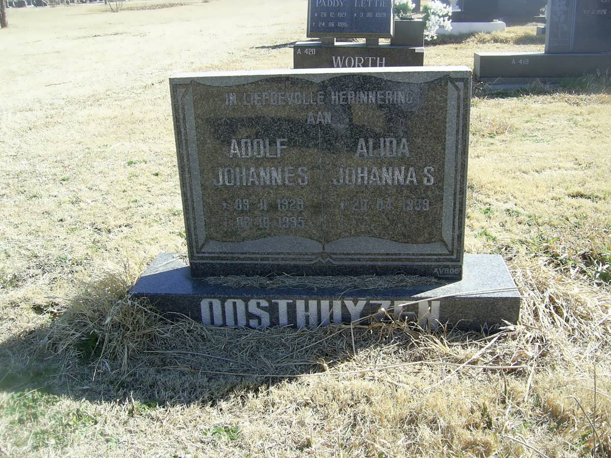 OOSTHUIZEN Adolf Johannes 1929-1995 &amp; Alida Johanna S. 1939-