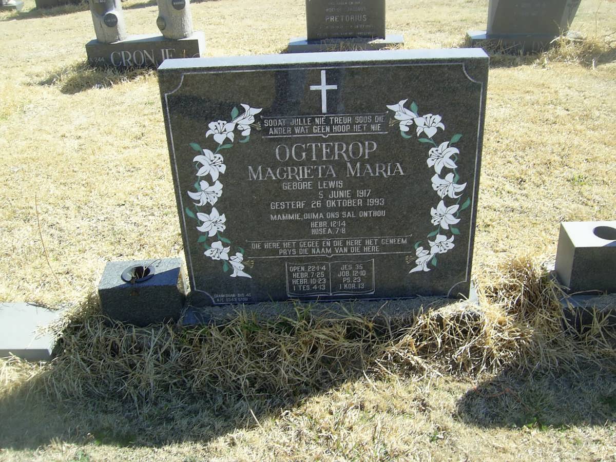OGTEROP Magrieta Maria nee LEWIS 1917-1993