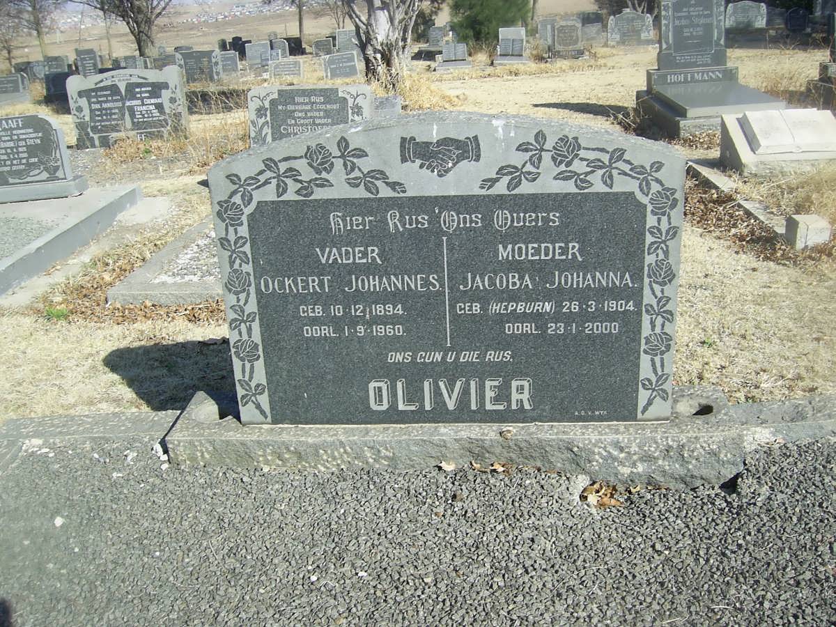OLIVIER Ockert Johannes 1894-1960 &amp; Jacoba Johanna HEPBURN 1904-2000