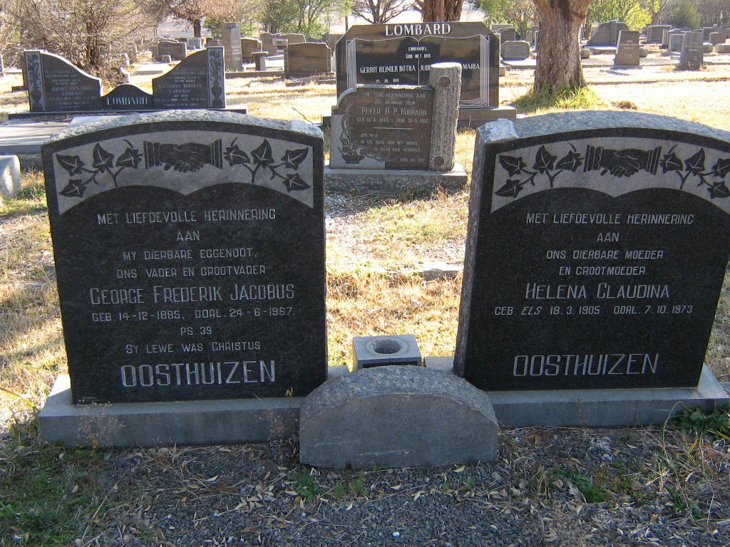 OOSTHUIZEN George Frederik Jacobus 1885-1967 &amp; Helena Claudina ELS 1905-1973