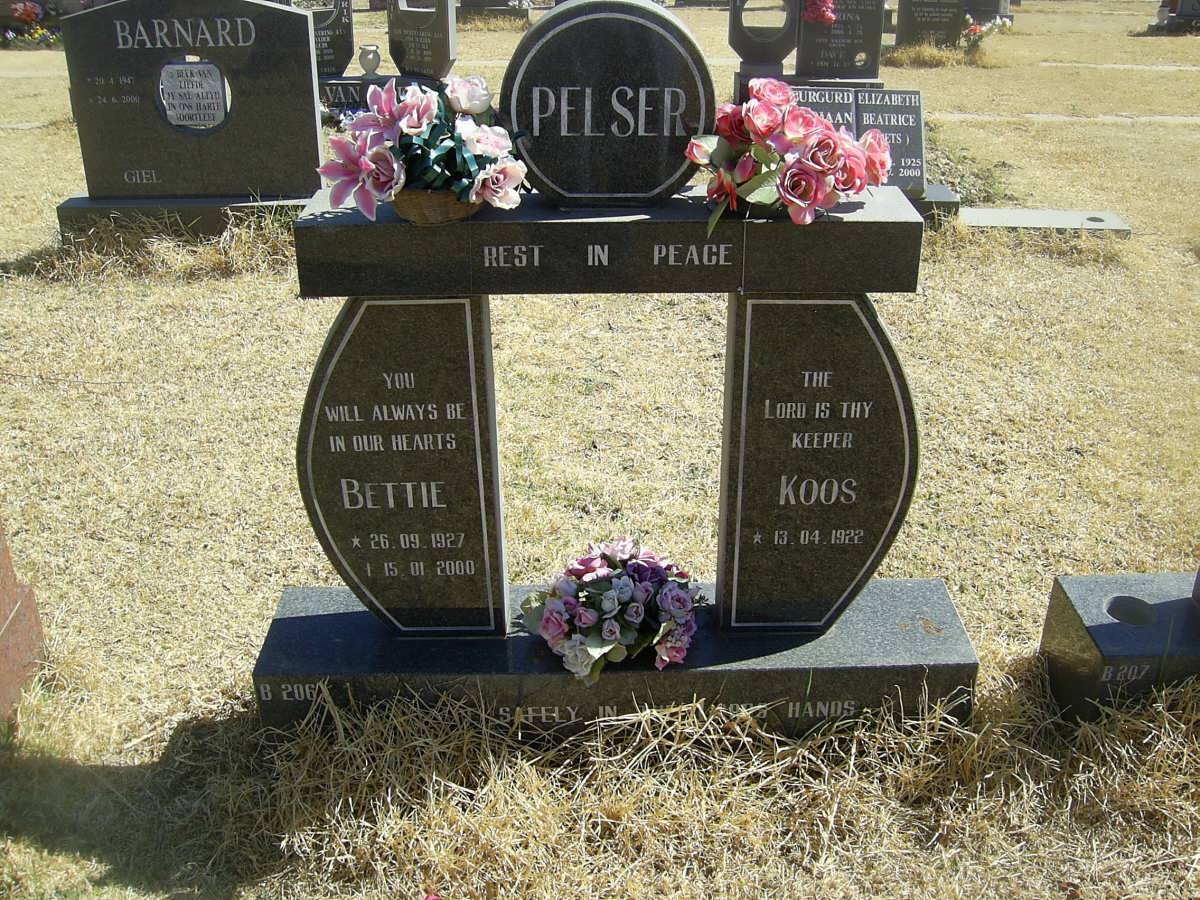 PELSER Koos 1922- &amp; Bettie 1927-2000