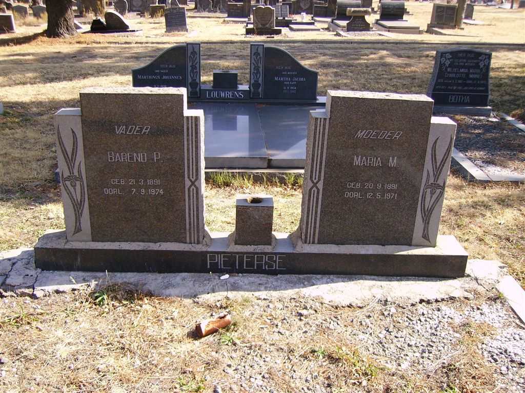 PIETERSE Barend P. 1891-1974 &amp; Maria M. 1891-1971
