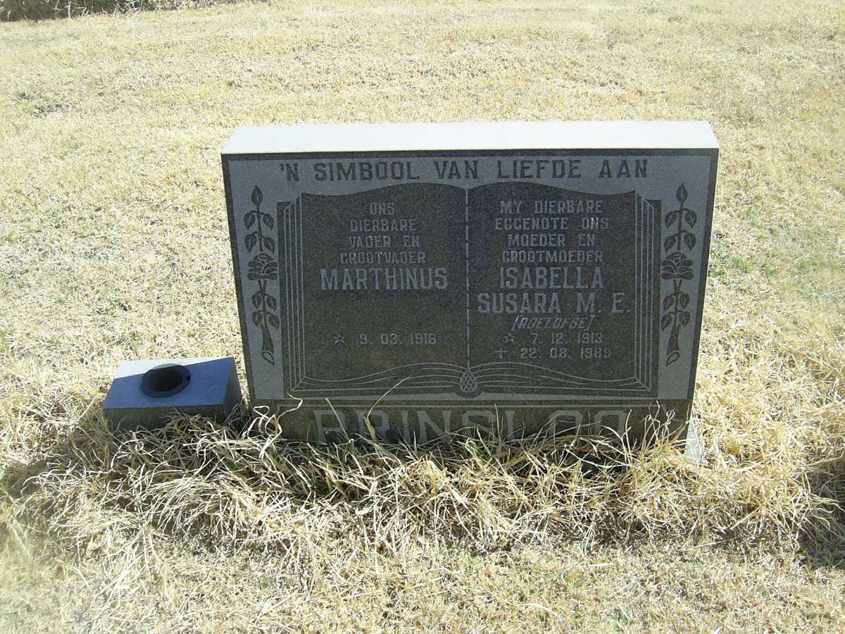 PRINSLOO Marthinus 1916-  &amp; Isabella Susara M.E. ROELOFSE 1913-1989