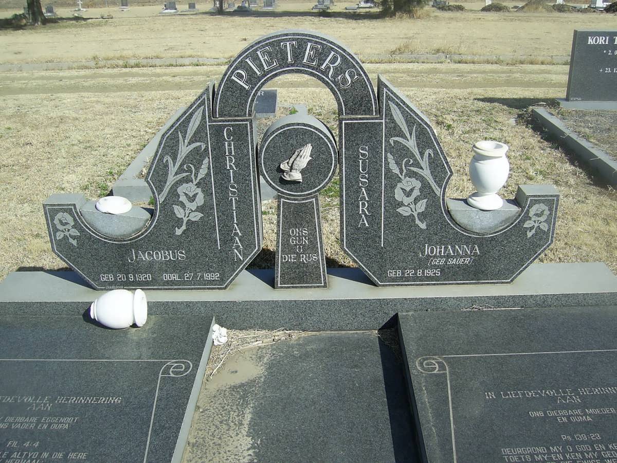 PIETERS Christiaan Jacobus 1920-1992 &amp; Susara Johanna SAUER 1925-