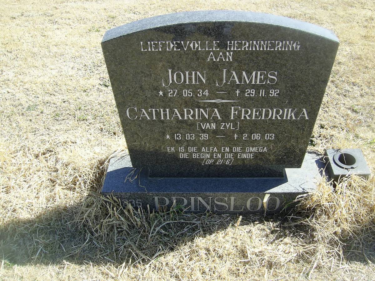 PRINSLOO Johan James 1934-1992 &amp; Catharina Frederika VAN ZYL 1939-2003