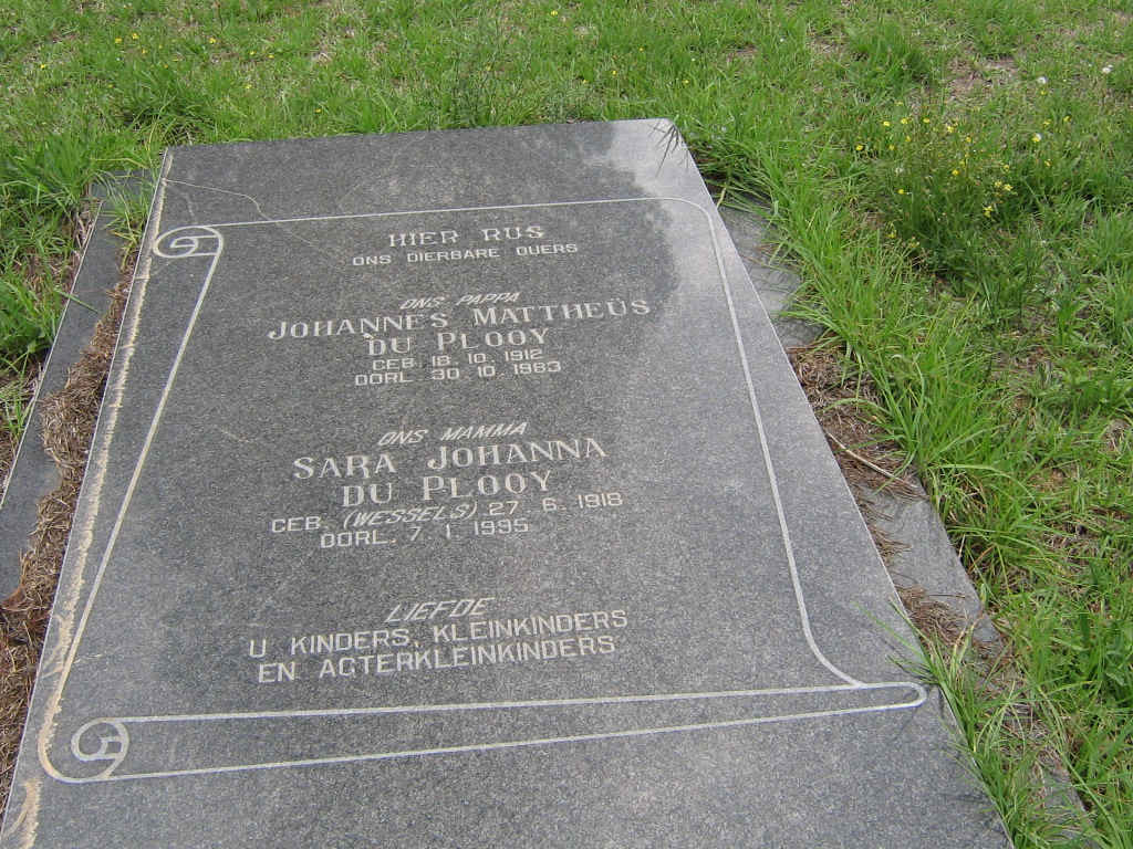 PLOOY Johannes Mattheus, du 1912-1983 &amp; Sara Johanna WESSELS 1918-1995