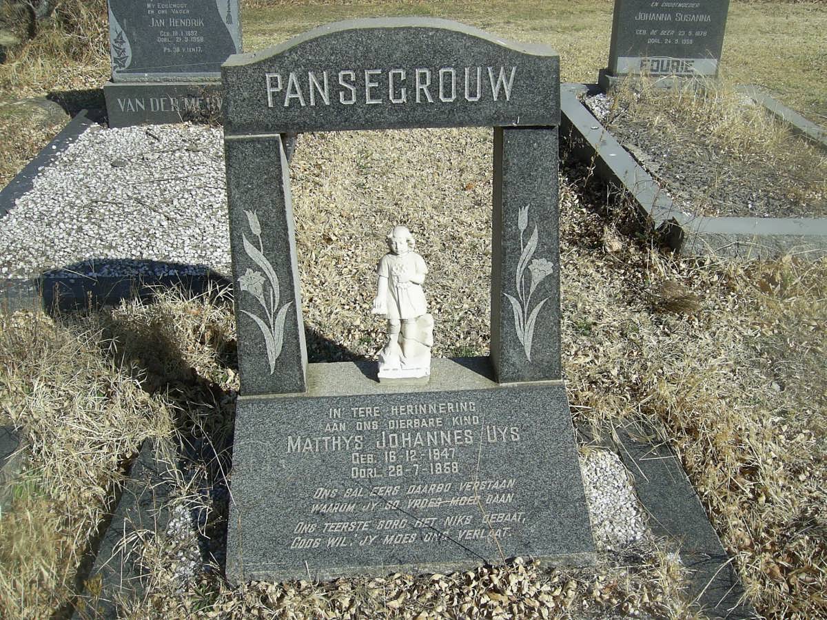 PANSEGROUW Matthys Johannes Uys 1947-1968