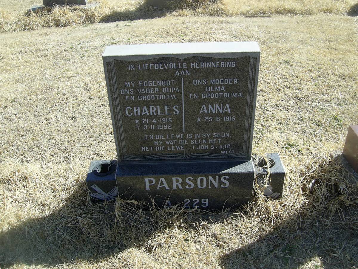 PARSONS Charles 1915-1992 &amp; Anna 1915-