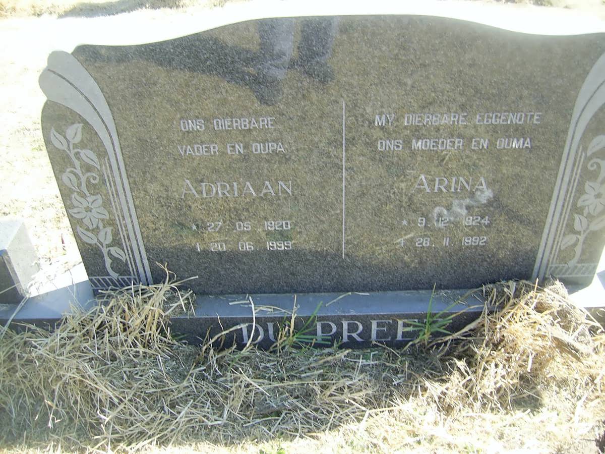 PREEZ Adriaan, du 1920-1999 &amp; Arina 1924-1992