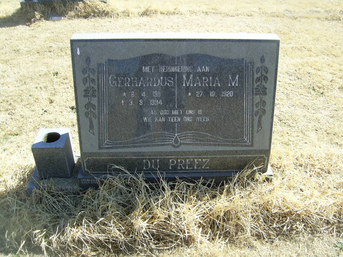 PREEZ Gerhardus, du 1911-1994 &amp; Maria M. 1920-