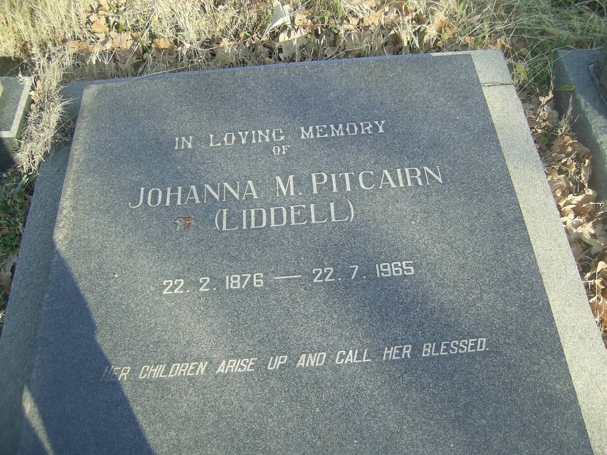 PITCAIRN Johanna M. nee LIDDELL 1876-1965