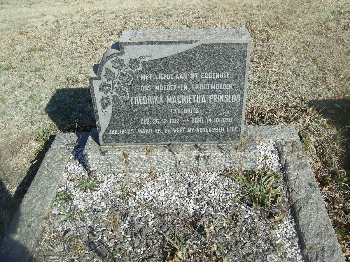 PRINSLOO  Fredrika Magrietha nee BRITS 1912-1958